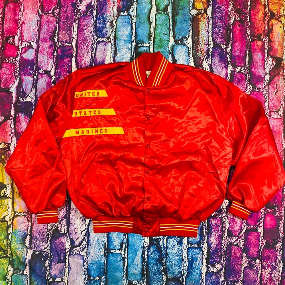 Vintage satin bomber jacket United States Marines size XL